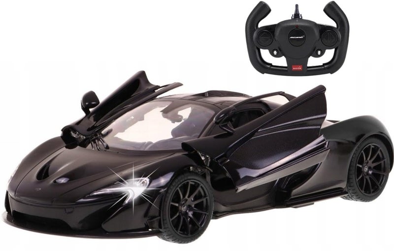 PowerTRC Officially Licensed McLaren P1 1:14 Scale Model Supercar with Functional Lights | Realistic Open Doors & Push Button Features | Sleek Black Design - Image 1